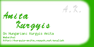 anita kurgyis business card